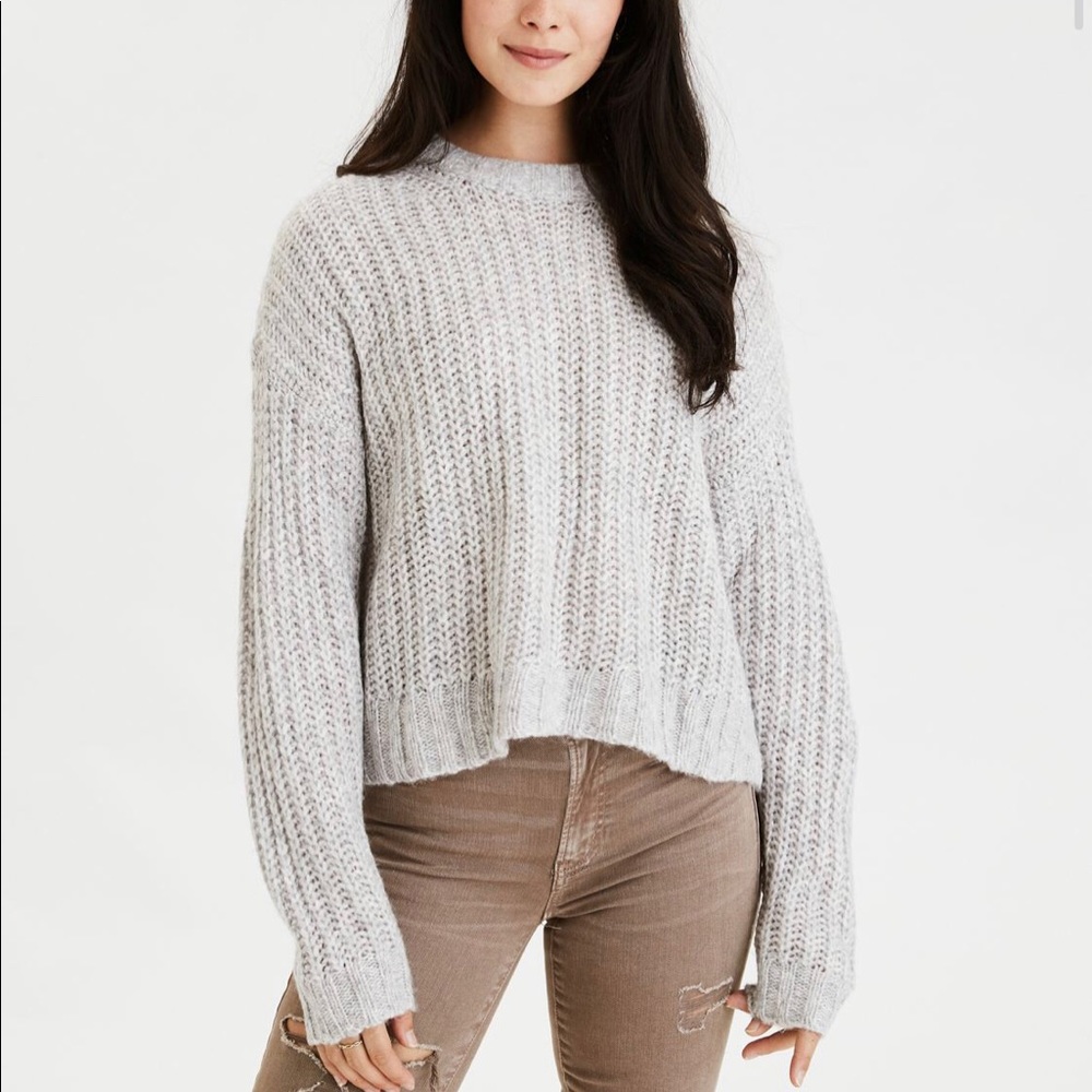 Cropped Crew Neck Sweater